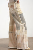 Artistic Patterned Straight Jeans