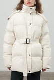 Buttoned Belted Puffer Jacket