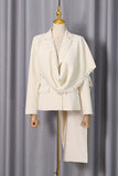 Draped Accent Blazer with Embellishments