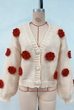 Floral Embellished Button-Up Cardigan