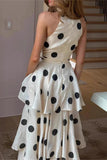 Halter Neck Polka Dot Skirt Set