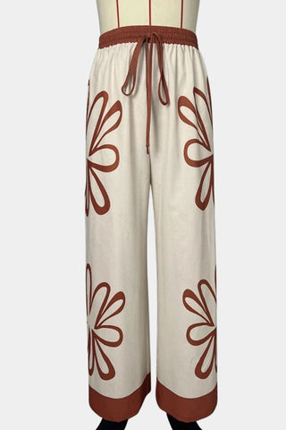 Wide-Leg Printed Casual Pants
