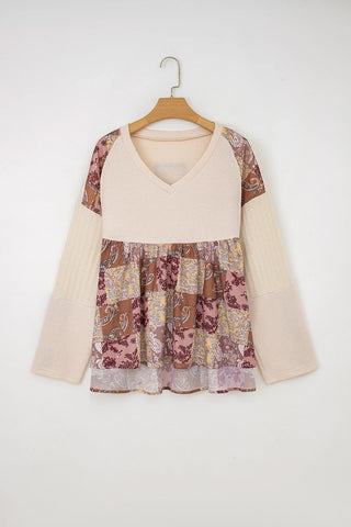 Paisley Patchwork Loose Long Sleeve Top