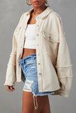 Button-Down Denim Jacket with Raw Edges