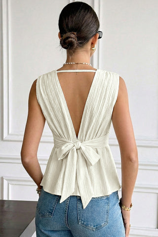 Sleeveless Wrap Peplum Top