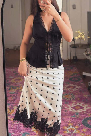 Elegant Polka Dot Midi Skirt