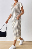 Striped V-Neck Casual Dress