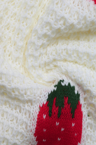 Strawberry-Pattern Knit Cardigan
