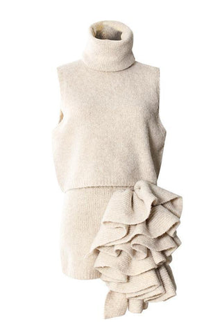 Knit Cardigan & Layered Skirt 3-Piece Set