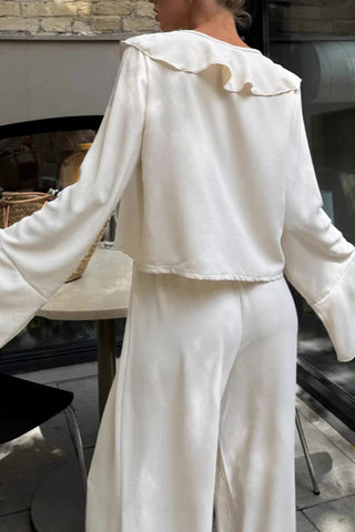 Ruffled Tie-Front Pants Set