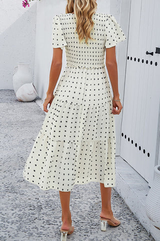 V-Neck Tiered Midi Dress