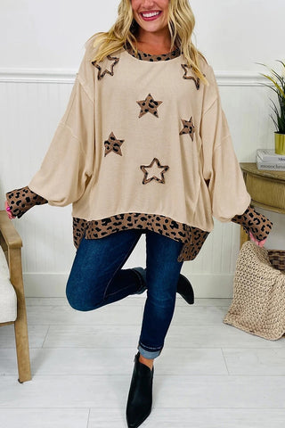Leopard Star Patchwork Baggy Sweatshirt