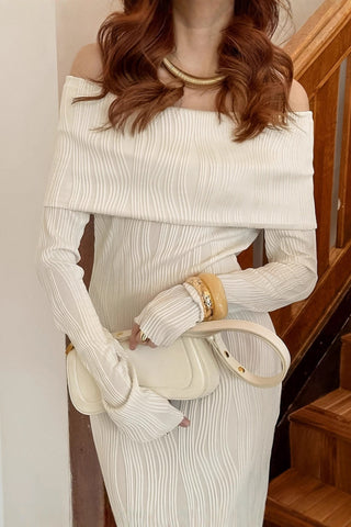 Off-Shoulder Ribbed Casual Dress