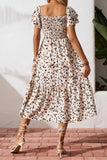 Smocked Floral Midi Dress