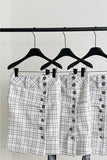 Plaid Asymmetrical Button Midi Skirt