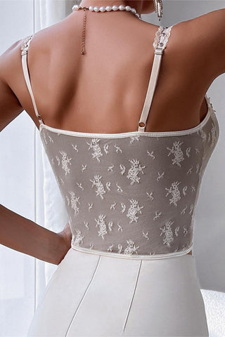 Lace Trimmed Sheer Bustier Cami