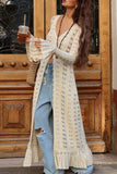 Buttoned Knit Lace Tunic Dress