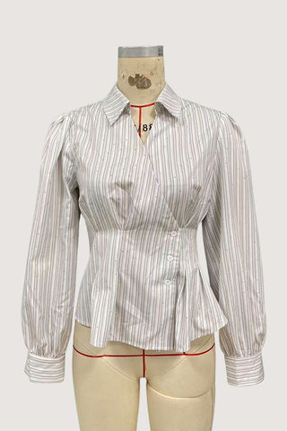 Elegant Wrap Button-Down Blouse