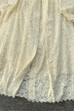 Belted Lace Long-Sleeve Dress