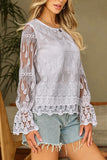 Mesh Flounce Sleeve Blouse