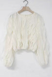 Ruffle-Sleeve Textured Blouse