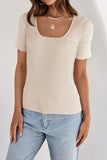 Square Neck Ribbed Fitted Top