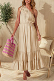 One-Shoulder Ruffled Casual Maxi Dress