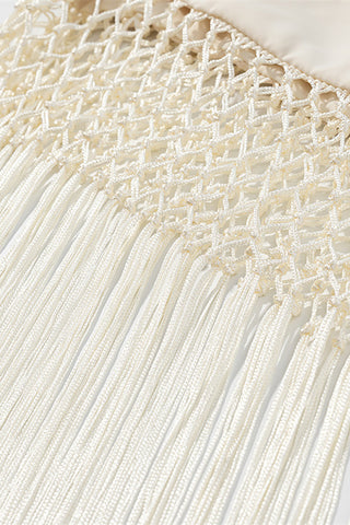 Patterned Fringe Maxi Skirt