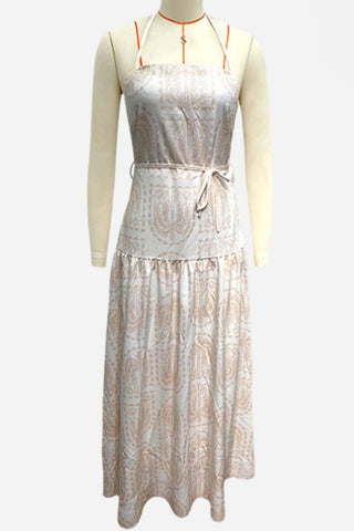 Halter-Neck Printed Maxi Dress