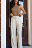Drawstring Wide-Leg Casual Pants