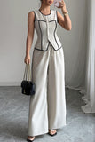 Contrast Trim Pants Set