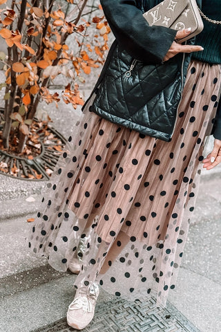 Polka Dot Mesh Skirt