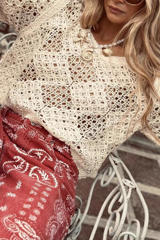 Crochet V-Neck Blouse