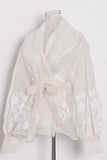 Floral Detail Tie-Waist Blouse