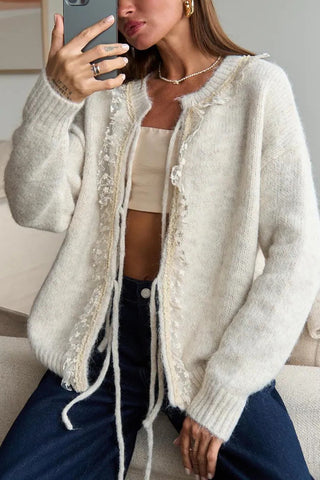 Open-Front Cardigan with Delicate Details
