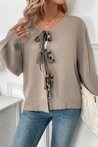 Tie-Front Casual Cardigan