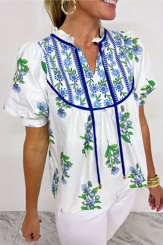Floral Tie Neck Blouse