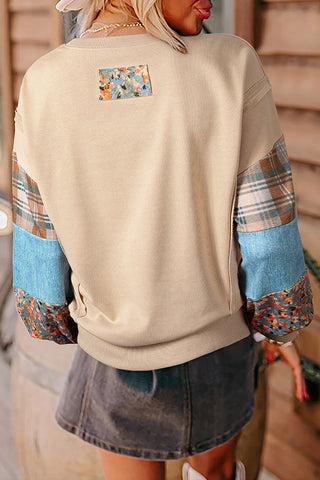 Plaid Colorblock Patchwork Pullover