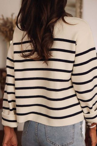Striped Button-Front Cardigan