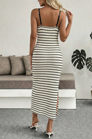 Striped Knit Midi Dress