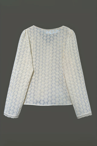 Elegant Button-Front Lace Blouse