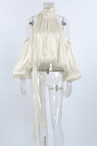 Off-Shoulder Pleated Blouse