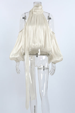 Off-Shoulder Pleated Blouse