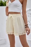 Lace-Trim Elastic Waist Casual Shorts
