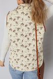 Floral Print Quilted Zip-Up Vest