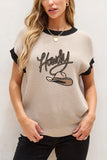 Cowboy Hat Pattern Short Sleeve Sweater