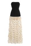 Strapless Evening Gown with Polka Dot Skirt