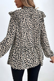 Ruffle-Shoulder Leopard Blouse
