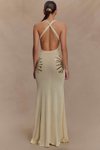 Sequined Low-Back Casual Dress