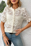 Textured Button-Up Blouse